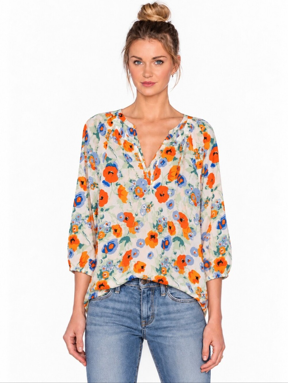 ❤️ JOIE MCKENNA SILK POPPY PRINT TOP / BLOUSE, XS